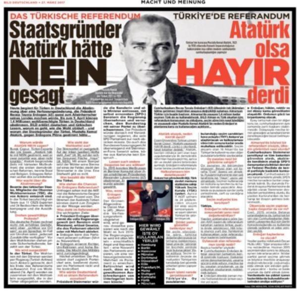 Alman gazetesi Bildden Atatürklü hayır manşeti