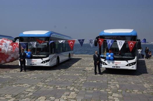 Türkiyenin full elektrikli ilk otobüsü İzmirde hizmete girdi