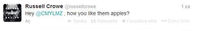 Russell Crowedan Cem Yılmaza elmalı tweet