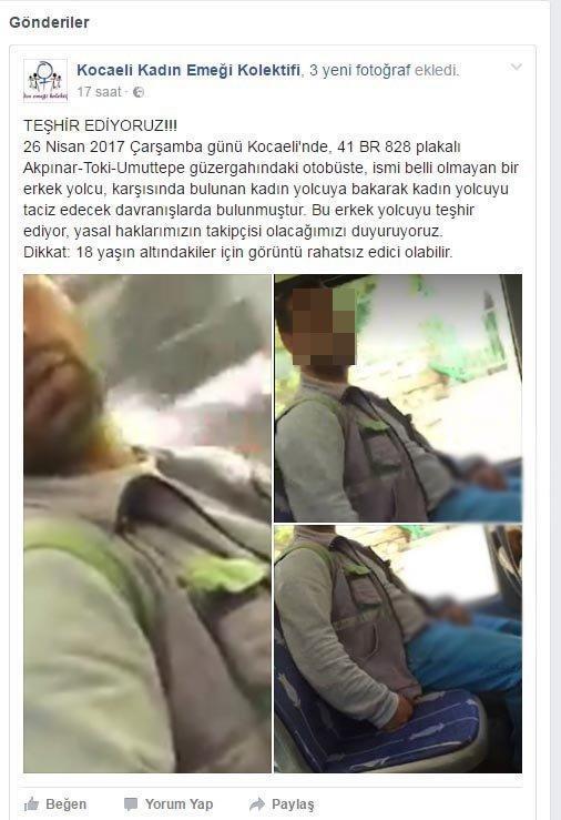 Otobüste kendisine tacizde bulunan kişinin fotoğrafını çekti