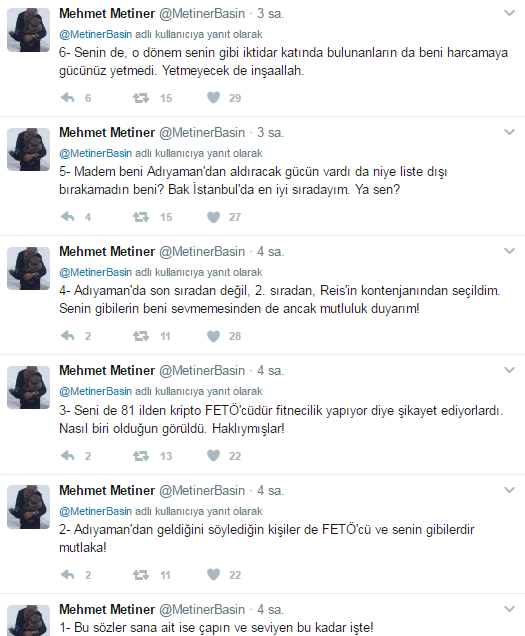 Mehmet Metinerden Bülent Arınça sert yanıt
