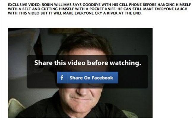 Robin Williams intihar videosuna dikkat