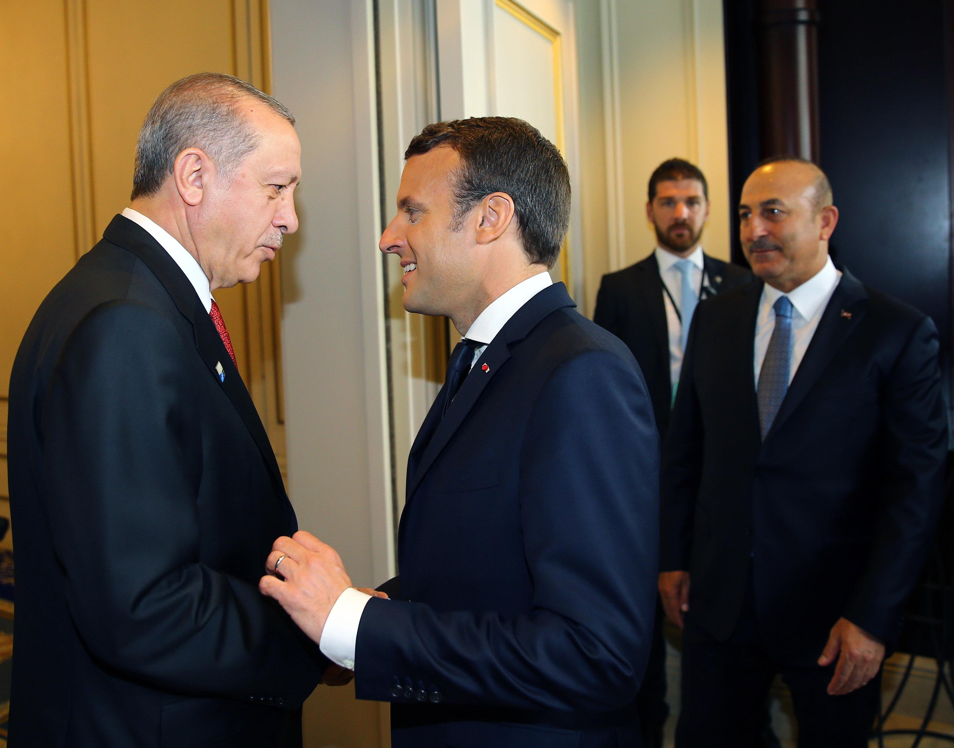 Cumhurbaşkanı Erdoğan Macronla ilk kez bir araya geldi