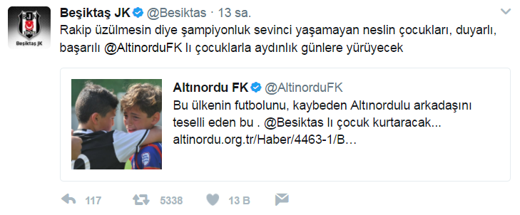 Beşiktaşlı minik futbolcunun Altınordulu rakibini tesellisi Türkiyeyi ağlattı