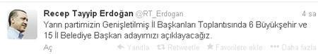 Erdoğan Twitterdan açıkladı