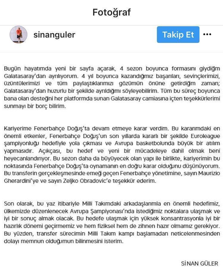 Sinan Güler Fenerbahçede