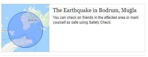 Facebooktan deprem sonrası güvenlik butonu