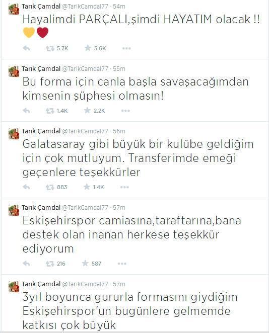 Galatasaray Tarık Çamdalı KAPa bildirdi