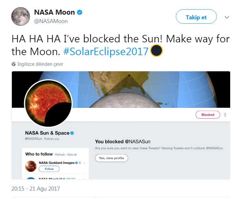 Nasa Moon hesabının tweeti olay oldu