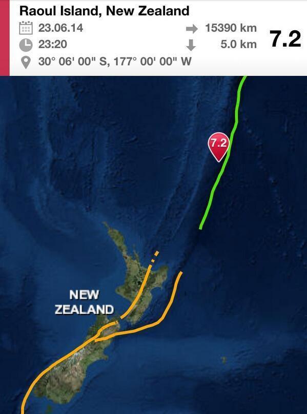 Yeni Zelandada 7.2 büyüklüğünde deprem