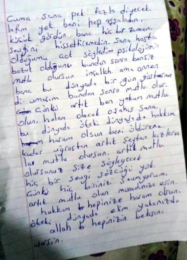 Gaziantepte kaynanasına kızıp iki çocuğunu katleden annenin mektup bıraktığı ortaya çıktı