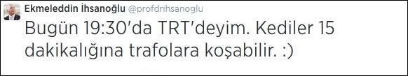 İhsanoğlundan trafolu, kedili TRT tweeti
