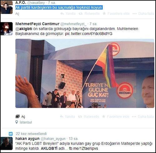 AK Partili eşcinseller Erdoğanın önünde bayrak açtı