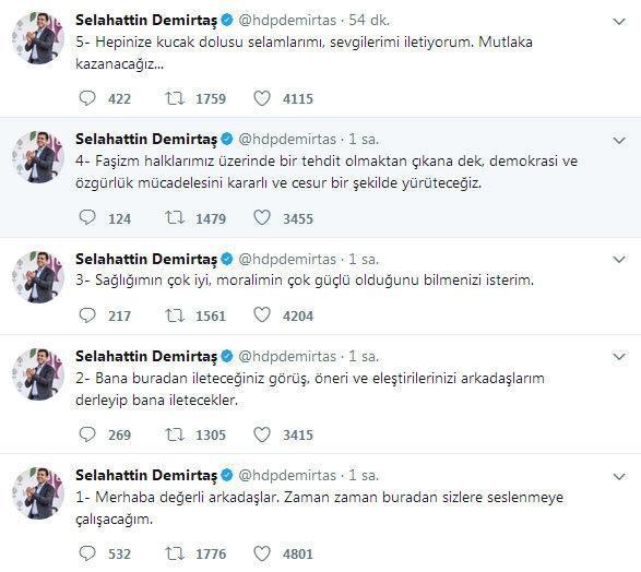 HDP Eş Genel Başkanı Selahattin Demirtaş tweet attı