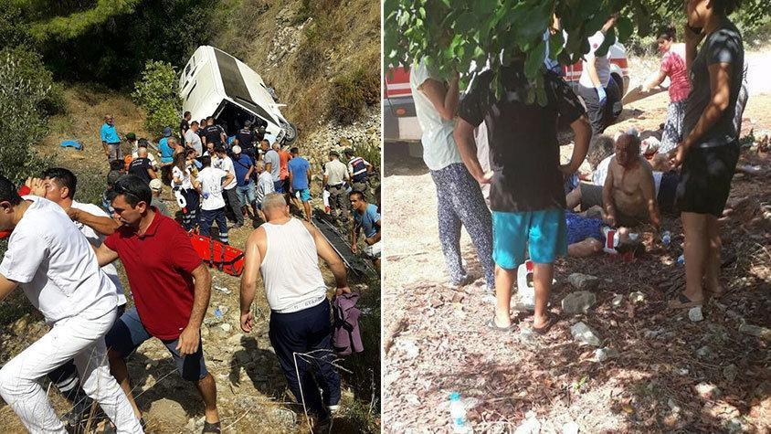Antalyada tur otobüsü şarampole devrildi: Ölü ve yaralılar var