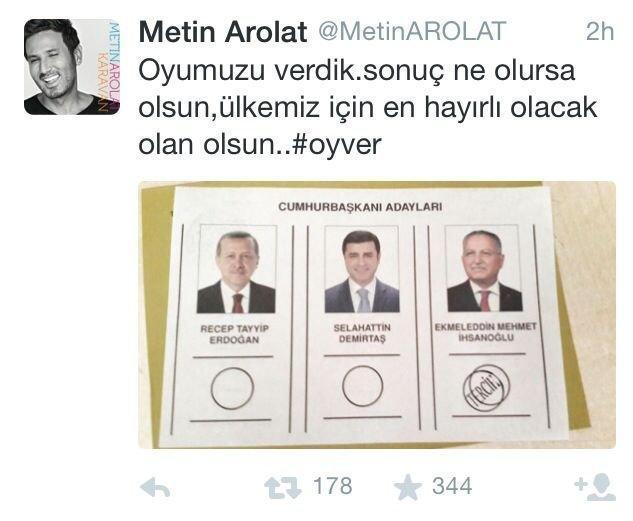 Metin Arolat oy pusulasını paylaştı