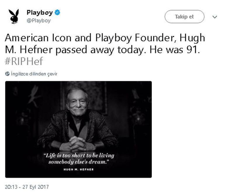 Playboy dergisinin kurucusu Hugh Hefner hayatını kaybetti