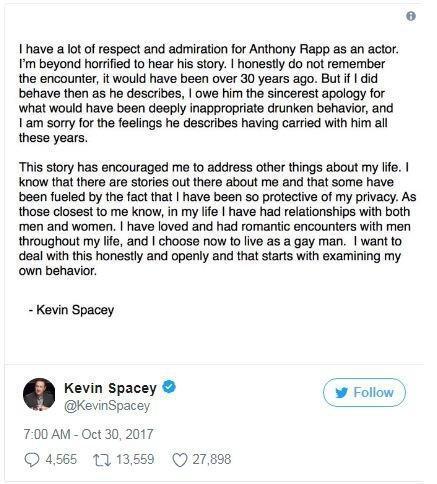 Kevin Spacey eşcinsel olduğunu açıkladı