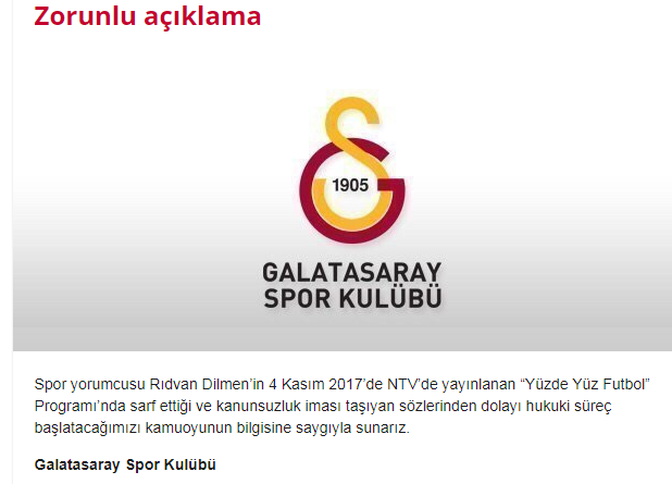 Galatasaray Rıdvan Dilmeni mahkemeye veriyor