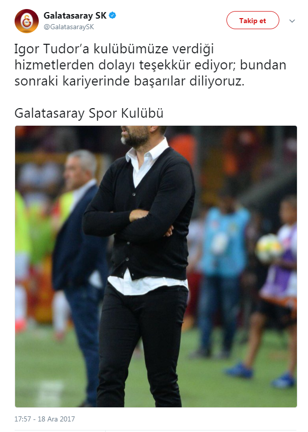 Galatasaray İgor Tudorla resmen yollarını ayırdı