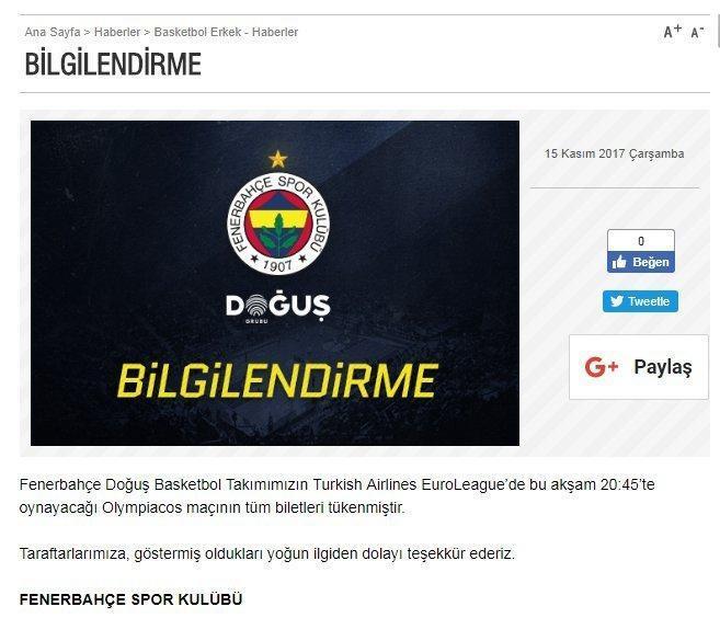 Fenerbahçe Doğuş - Olympiakos (Maç özeti)