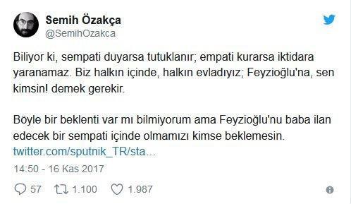Semih Özakçadan TBB Başkanı Metin Feyzioğluna cevap