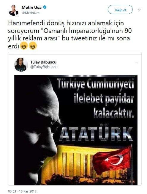 Cumhuriyete 90 yıllık reklam arası bitti diyen Tülay Babuşçudan Atatürk paylaşımı