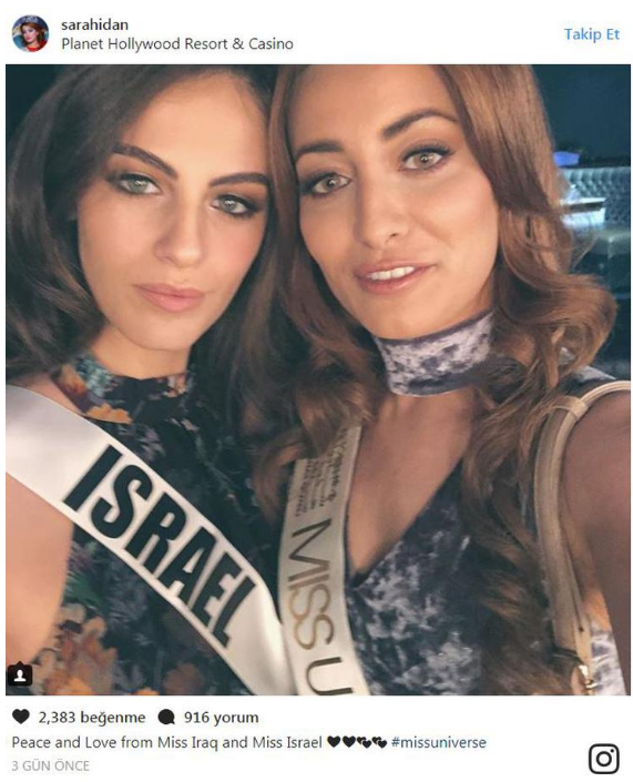 Irak güzeli ile İsrail güzelinin fotoğrafı, sosyal medyayı karıştırdı