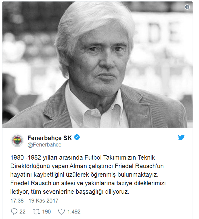 Fenerbahçenin eski hocası Friedel Rausch hayatını kaybetti
