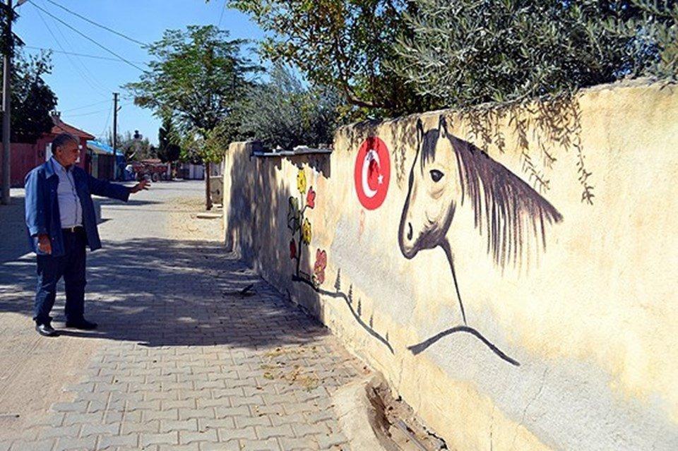 Picasso Mustafa lakaplı emekli öğretmen Mustafa Toga köyünü sanat galerisine dönüştürdü
