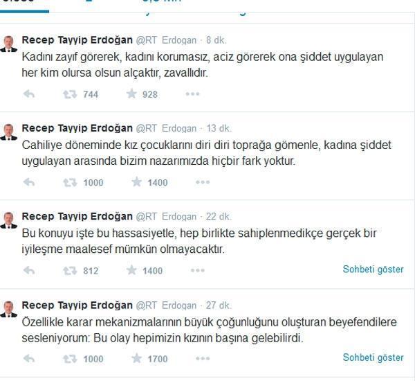 Cumhurbaşkanı Erdoğandan Özgecan tweeti