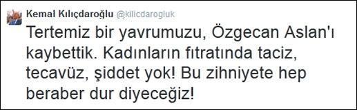 Kılıçdaroğlundan Özgecan tweeti