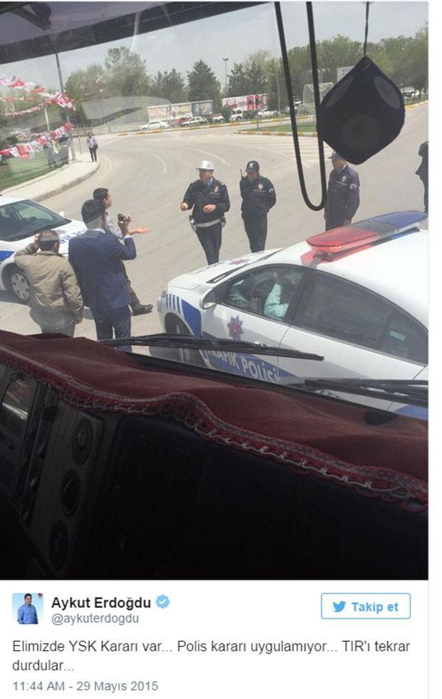 Erzurumda polis CHPlilerin TIRını şehir merkezine sokmuyor