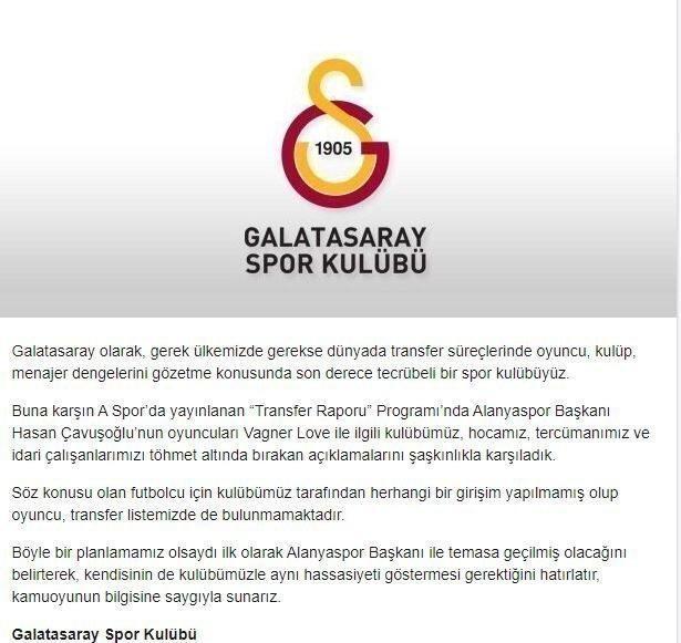 Galatasaray’dan Vagner Love açıklaması