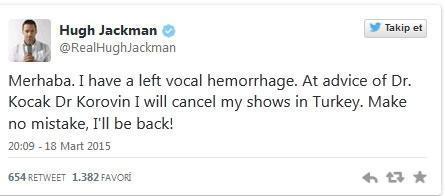 Hugh Jackmanın Türkiye konserleri iptal oldu