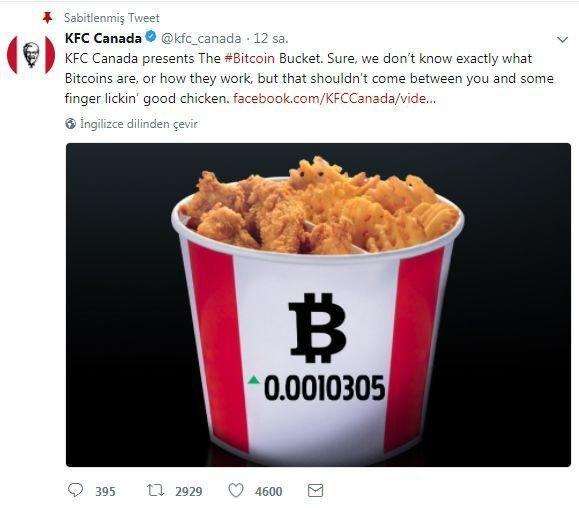 KFC Kanada Bitcoin ile satış yapmaya başladı