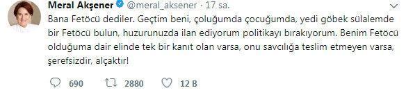 İYİ Parti Genel Başkanı Meral Akşener FETÖcü iddialarına sert çıktı