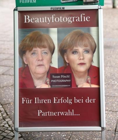 Merkelin fotoğrafıyla oynayıp şirketinin tanıtımını yaptı
