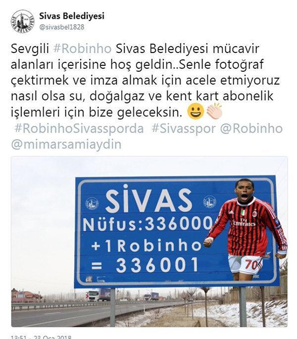Sivas Belediyesinden ilginç Robinho paylaşımı