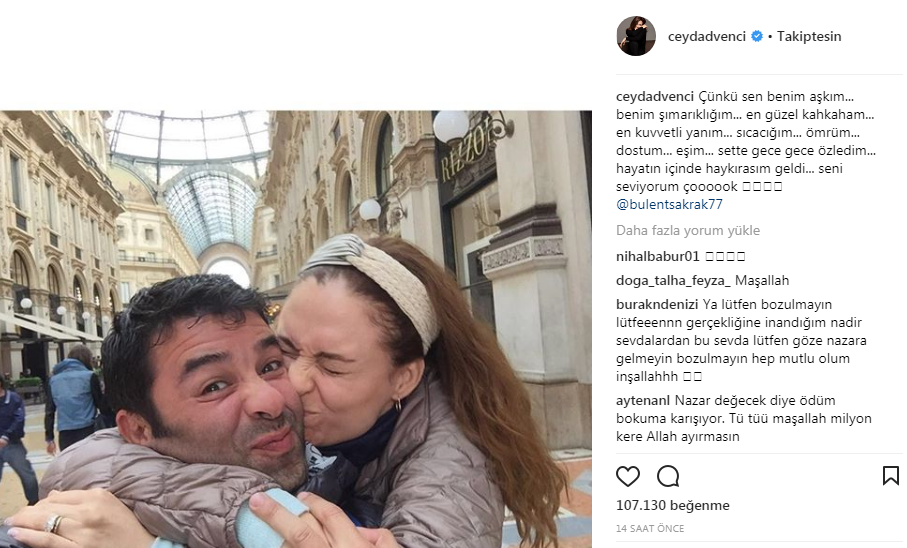 Ceyda Düvenci’den kocası Bülent Şakrak’a aşk dolu sözler