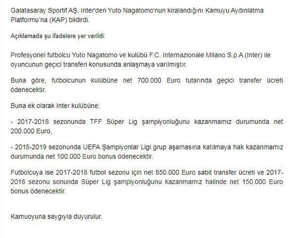 Galatasaray Nagatomoyu kiraladı (Yuto Nagatomo kimdir)