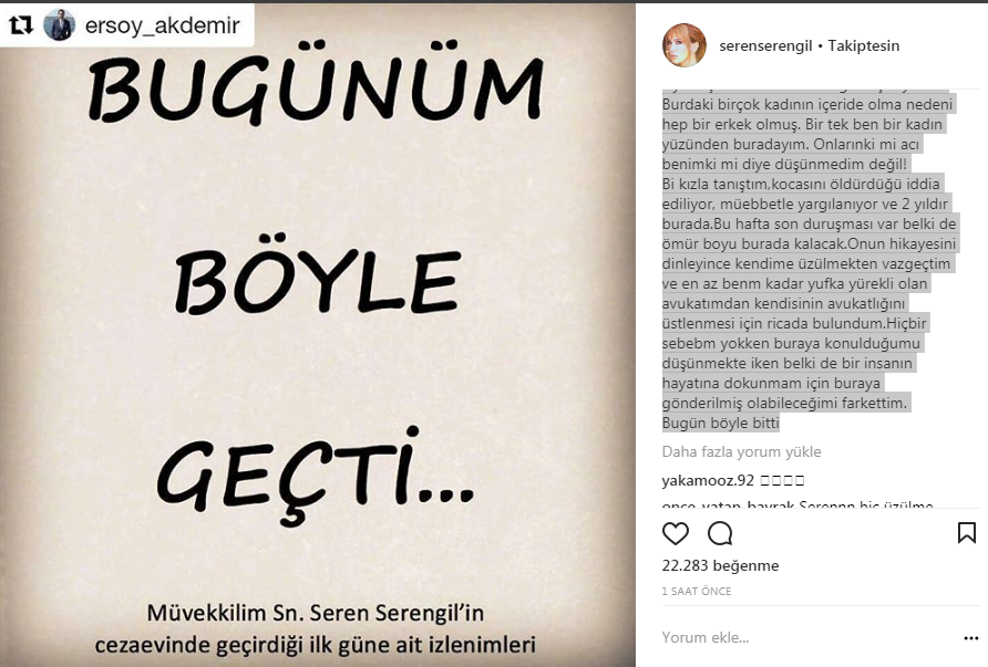 Seren Serengilin cezaevi günlüğü