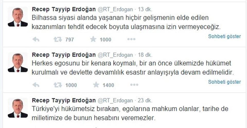 Cumhurbaşkanı Erdoğandan Twitter mesajı