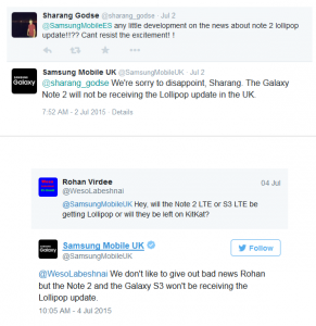 Note 2 ve S3 kullanıcıları Android Lolipop güncellemesini Unutun