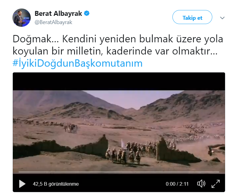 Berat Albayraktan Cumhurbaşkanı Erdoğanın doğum günü için videolu paylaşım