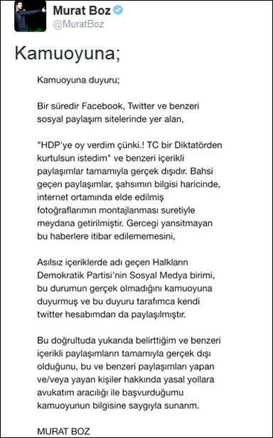 Murat Bozdan HDPye oy verdim açıklaması
