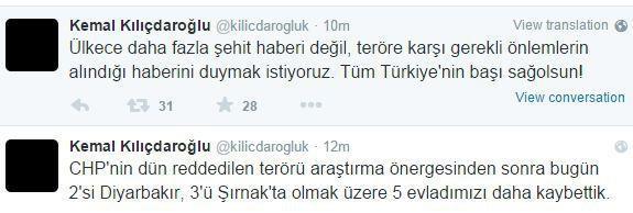Kılıçdaroğlundan terör olayları açıklaması