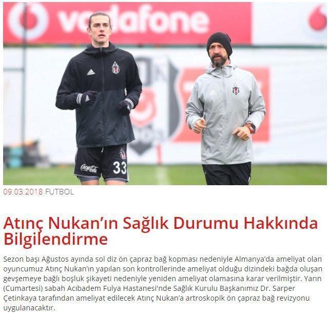 Beşiktaştan son dakika Atınç Nukan açıklaması