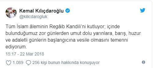 CHP lideri Kılıçdaroğlu Regaip Kandilini kutladı