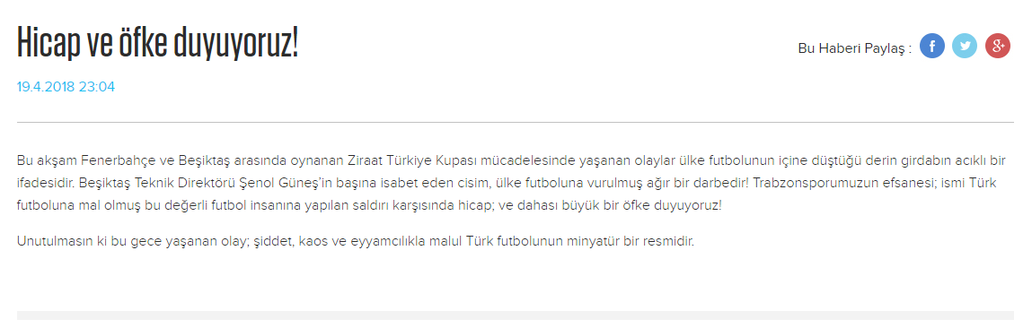 Trabzonspor’dan Şenol Güneş açıklaması